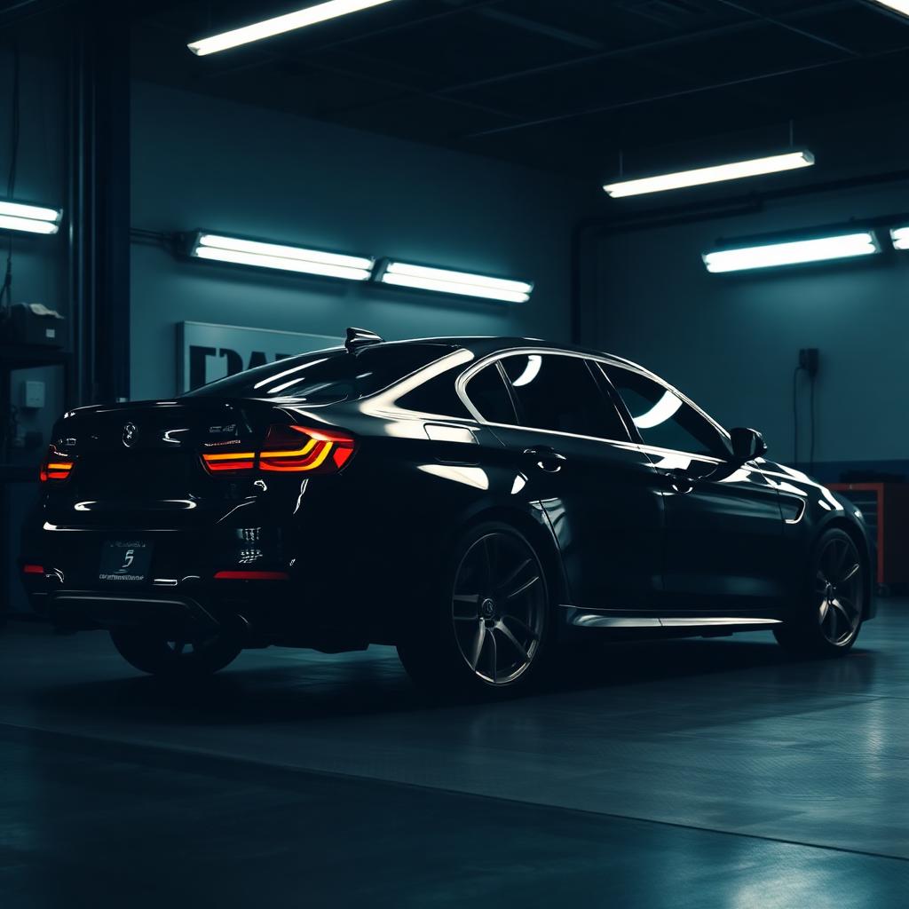 Auto sportiva nera con vetri oscurati